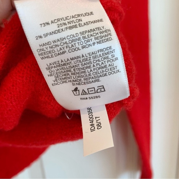 ❤️ Bright Red Knot-Front Long Sleeves V-Neck Brushed Knit Sweater - Picture 8 of 8